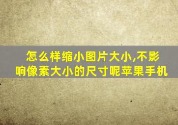 怎么样缩小图片大小,不影响像素大小的尺寸呢苹果手机