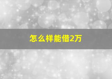 怎么样能借2万