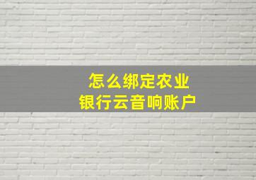 怎么绑定农业银行云音响账户