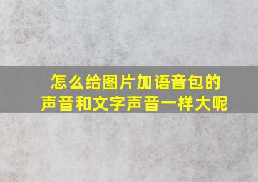 怎么给图片加语音包的声音和文字声音一样大呢