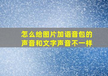 怎么给图片加语音包的声音和文字声音不一样