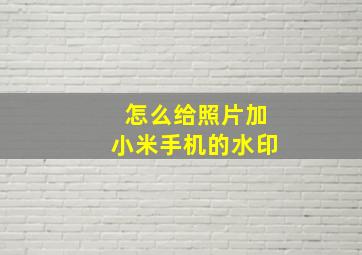 怎么给照片加小米手机的水印