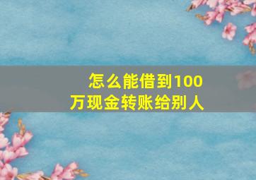 怎么能借到100万现金转账给别人