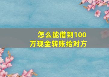 怎么能借到100万现金转账给对方