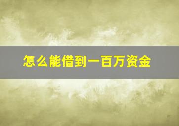 怎么能借到一百万资金