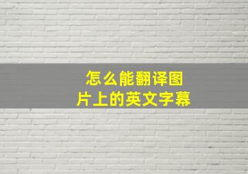 怎么能翻译图片上的英文字幕