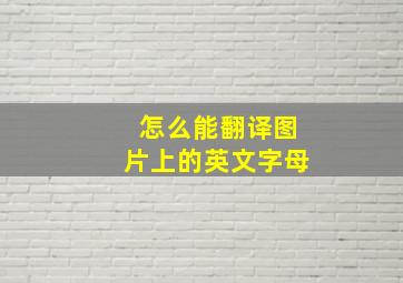 怎么能翻译图片上的英文字母