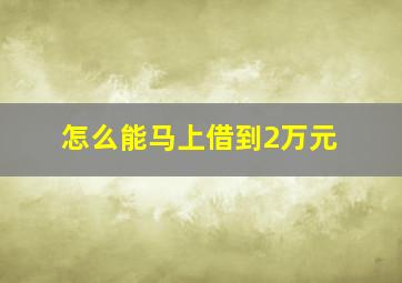 怎么能马上借到2万元