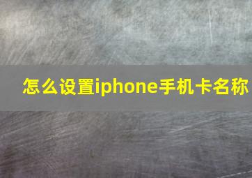 怎么设置iphone手机卡名称