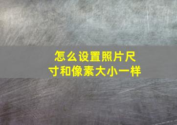 怎么设置照片尺寸和像素大小一样