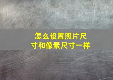 怎么设置照片尺寸和像素尺寸一样