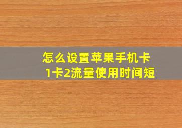 怎么设置苹果手机卡1卡2流量使用时间短