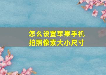 怎么设置苹果手机拍照像素大小尺寸