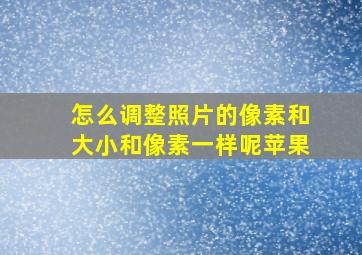 怎么调整照片的像素和大小和像素一样呢苹果