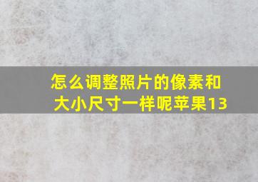 怎么调整照片的像素和大小尺寸一样呢苹果13