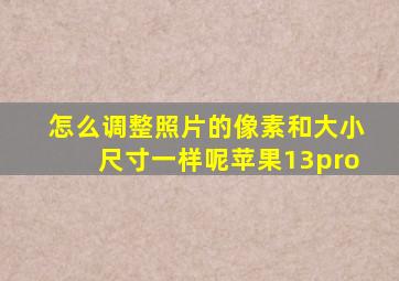 怎么调整照片的像素和大小尺寸一样呢苹果13pro