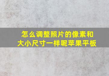 怎么调整照片的像素和大小尺寸一样呢苹果平板