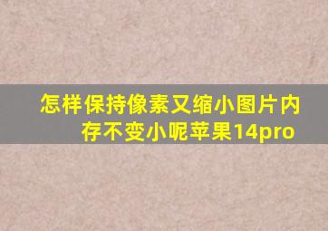 怎样保持像素又缩小图片内存不变小呢苹果14pro