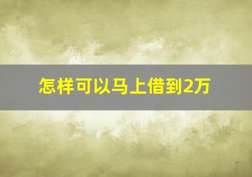 怎样可以马上借到2万