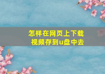 怎样在网页上下载视频存到u盘中去