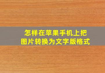 怎样在苹果手机上把图片转换为文字版格式