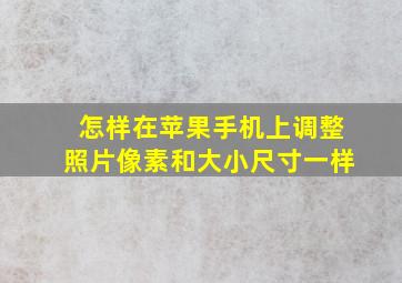 怎样在苹果手机上调整照片像素和大小尺寸一样