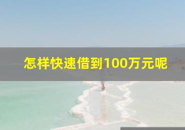 怎样快速借到100万元呢