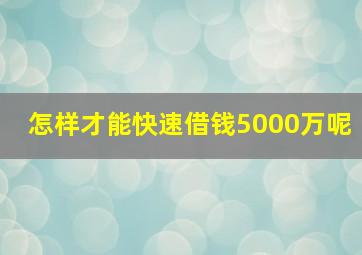 怎样才能快速借钱5000万呢