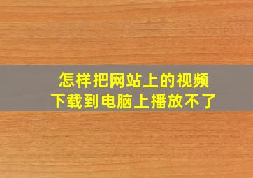 怎样把网站上的视频下载到电脑上播放不了