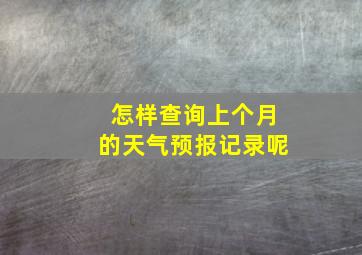 怎样查询上个月的天气预报记录呢