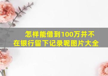 怎样能借到100万并不在银行留下记录呢图片大全