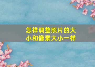 怎样调整照片的大小和像素大小一样