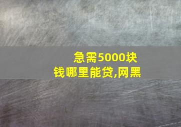 急需5000块钱哪里能贷,网黑