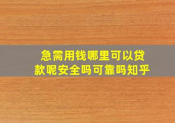 急需用钱哪里可以贷款呢安全吗可靠吗知乎