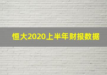 恒大2020上半年财报数据