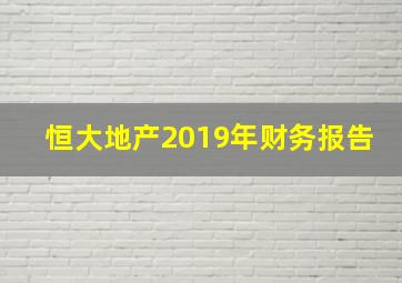 恒大地产2019年财务报告