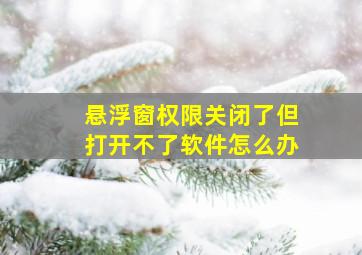 悬浮窗权限关闭了但打开不了软件怎么办