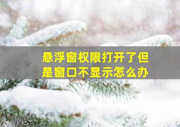 悬浮窗权限打开了但是窗口不显示怎么办