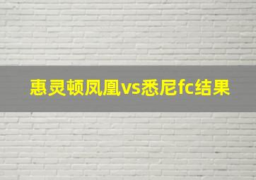 惠灵顿凤凰vs悉尼fc结果