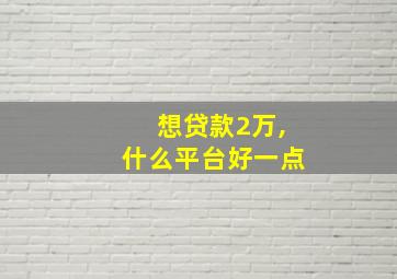 想贷款2万,什么平台好一点