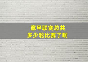 意甲联赛总共多少轮比赛了啊