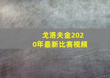 戈洛夫金2020年最新比赛视频