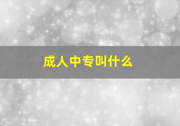 成人中专叫什么