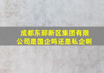 成都东部新区集团有限公司是国企吗还是私企啊