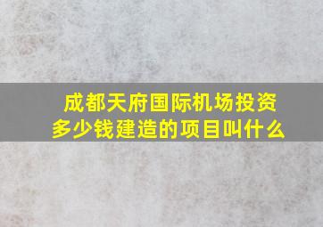 成都天府国际机场投资多少钱建造的项目叫什么