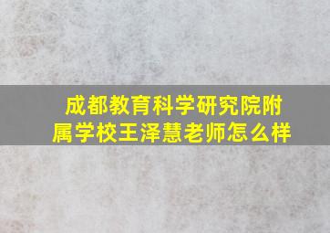 成都教育科学研究院附属学校王泽慧老师怎么样