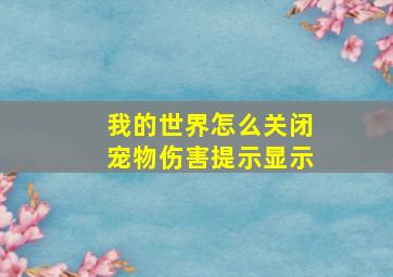 我的世界怎么关闭宠物伤害提示显示