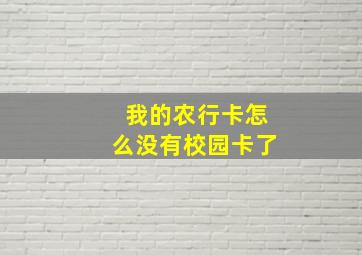 我的农行卡怎么没有校园卡了