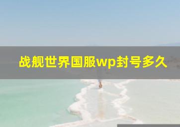 战舰世界国服wp封号多久