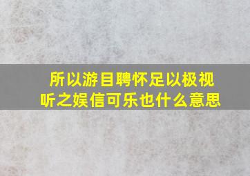 所以游目聘怀足以极视听之娱信可乐也什么意思